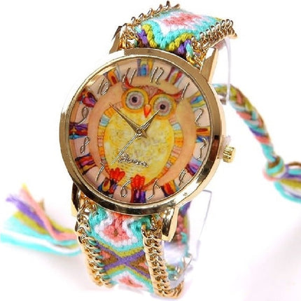 Ethnic Rainbow Watches With Owl Image - wnkrs