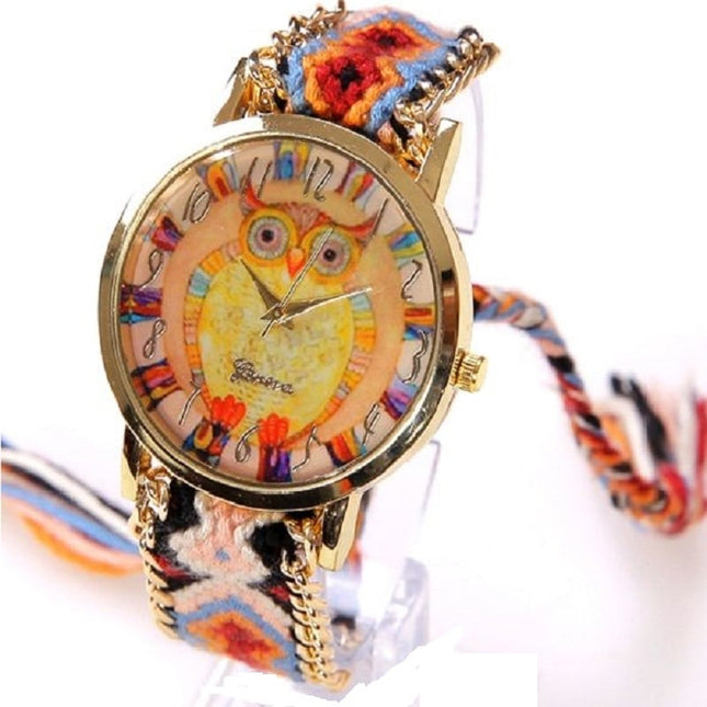 Ethnic Rainbow Watches With Owl Image - wnkrs