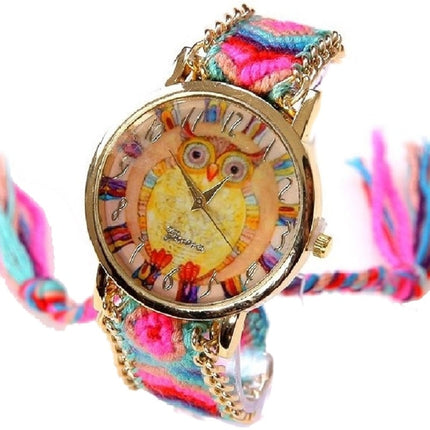 Ethnic Rainbow Watches With Owl Image - wnkrs