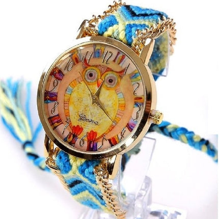 Ethnic Rainbow Watches With Owl Image - wnkrs