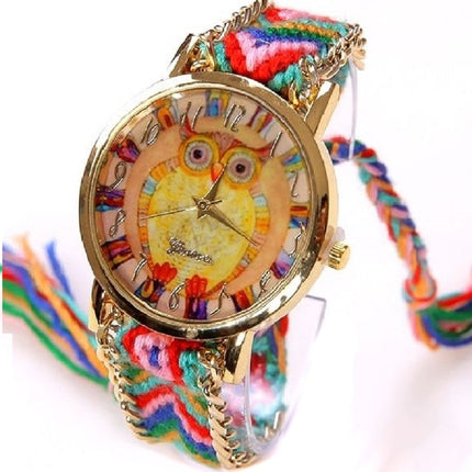 Ethnic Rainbow Watches With Owl Image - wnkrs