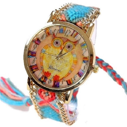 Ethnic Rainbow Watches With Owl Image - wnkrs