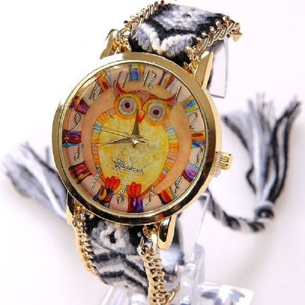 Ethnic Rainbow Watches With Owl Image - wnkrs