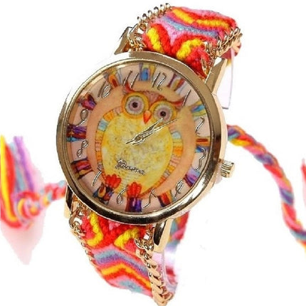 Ethnic Rainbow Watches With Owl Image - wnkrs