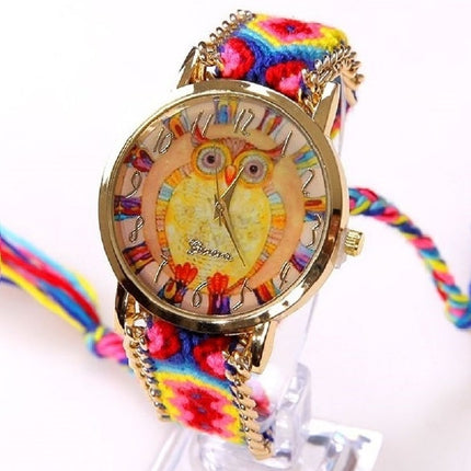 Ethnic Rainbow Watches With Owl Image - wnkrs