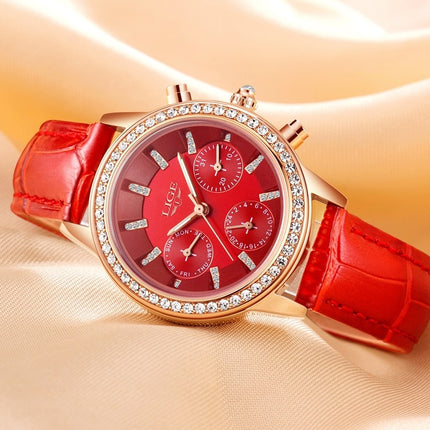 Casual  Women's Wristwatches with Rhinestone Decor and Leather Strap - wnkrs