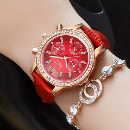 Casual  Women's Wristwatches with Rhinestone Decor and Leather Strap - wnkrs