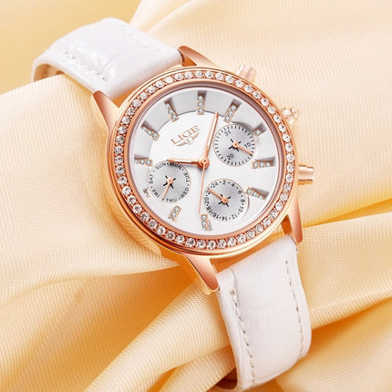 Casual  Women's Wristwatches with Rhinestone Decor and Leather Strap - wnkrs