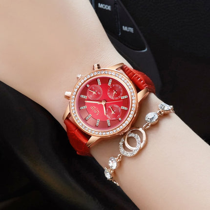 Casual  Women's Wristwatches with Rhinestone Decor and Leather Strap - wnkrs