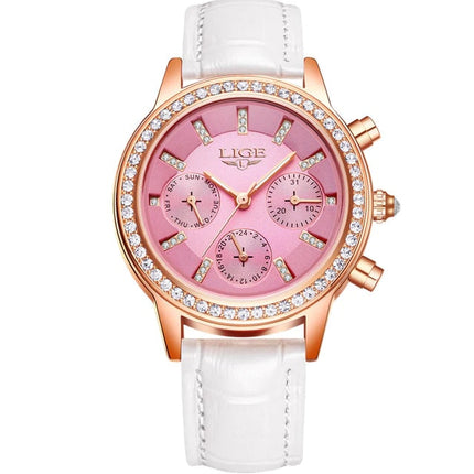 Casual  Women's Wristwatches with Rhinestone Decor and Leather Strap - wnkrs