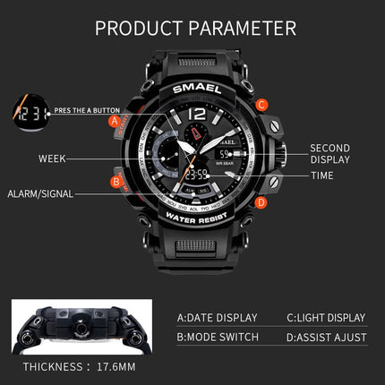 Military Waterproof Sports Watches With Dual Display for Men - wnkrs