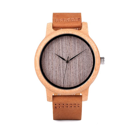 Round Bamboo Wood Watches With Leather Band - wnkrs