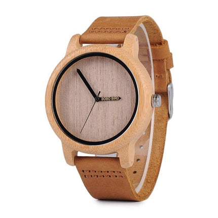 Round Bamboo Wood Watches With Leather Band - wnkrs