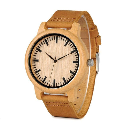 Round Bamboo Wood Watches With Leather Band - wnkrs