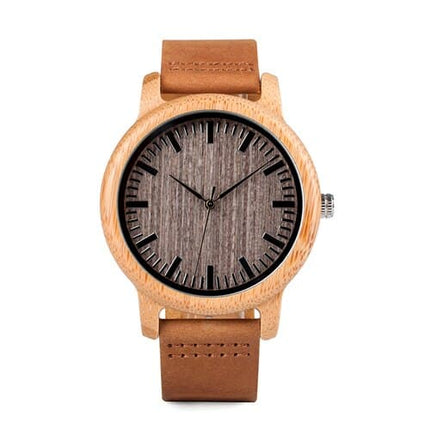 Round Bamboo Wood Watches With Leather Band - wnkrs