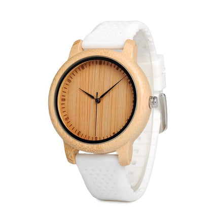 Round Bamboo Wood Watches With Leather Band - wnkrs