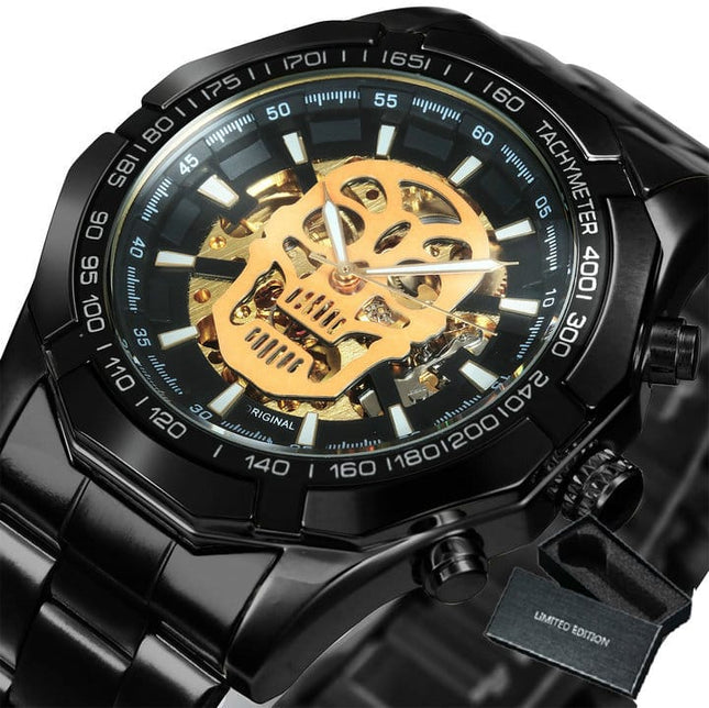 Stainless Steel Mechanical Wristwatches for Men with Skull Design - wnkrs