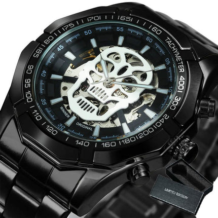 Stainless Steel Mechanical Wristwatches for Men with Skull Design - wnkrs