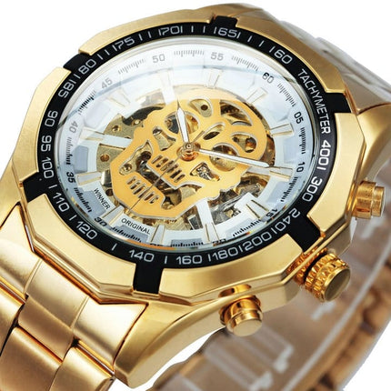 Stainless Steel Mechanical Wristwatches for Men with Skull Design - wnkrs
