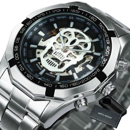 Stainless Steel Mechanical Wristwatches for Men with Skull Design - wnkrs