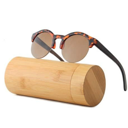 Half Frame Round Bamboo Sunglasses - wnkrs