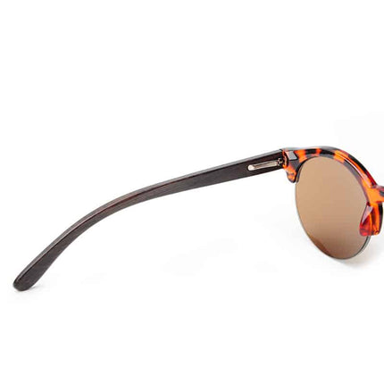 Half Frame Round Bamboo Sunglasses - wnkrs