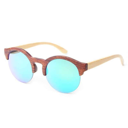 Half Frame Round Bamboo Sunglasses - wnkrs