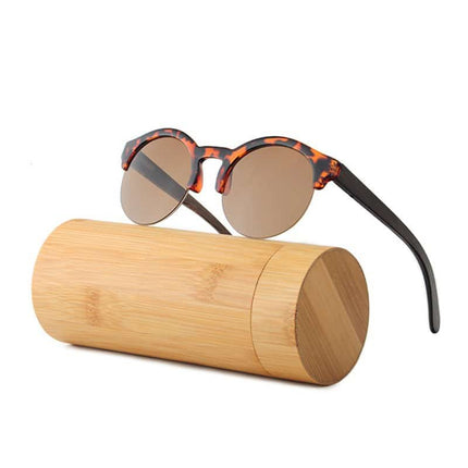 Half Frame Round Bamboo Sunglasses - wnkrs