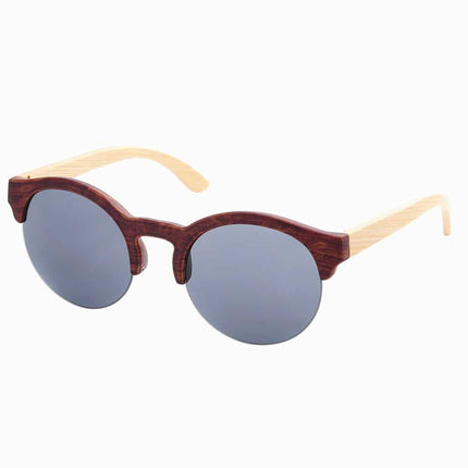 Half Frame Round Bamboo Sunglasses - wnkrs
