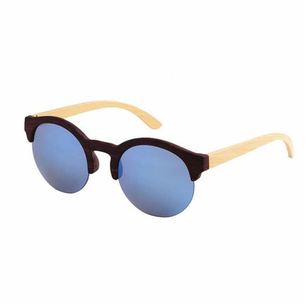 Half Frame Round Bamboo Sunglasses - wnkrs