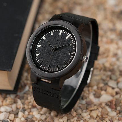 Luxury Quartz Wood Men's Watch with Leather Strap - wnkrs