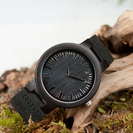 Luxury Quartz Wood Men's Watch with Leather Strap - wnkrs
