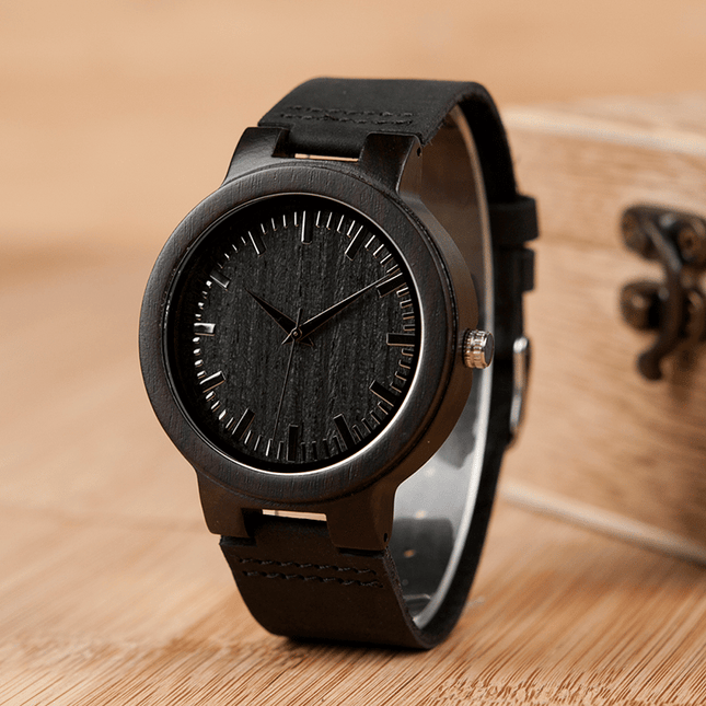 Luxury Quartz Wood Men's Watch with Leather Strap - wnkrs