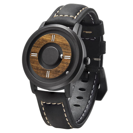 Men's Wooden Dial Watch with Leather Strap - wnkrs