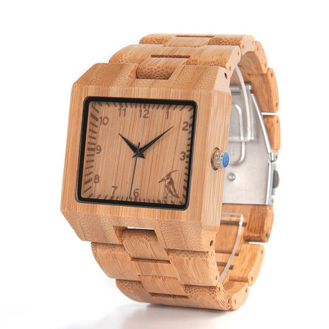 Square-Shaped Bamboo Wood Men's Watches - wnkrs