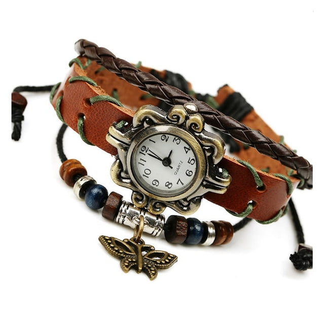 Women's Vintage Leather Bracelet Watch - wnkrs