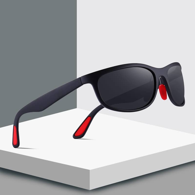 Rectangular Sunglasses with Red Accent Details