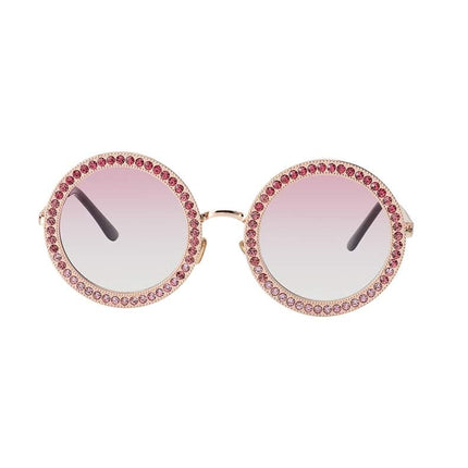 Women's Rhinestone Decorated Round Sunglasses - wnkrs