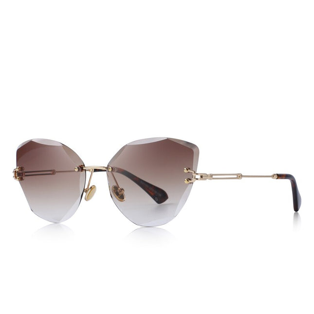 Women's Crystal Shaped Rimless Sunglasses - wnkrs