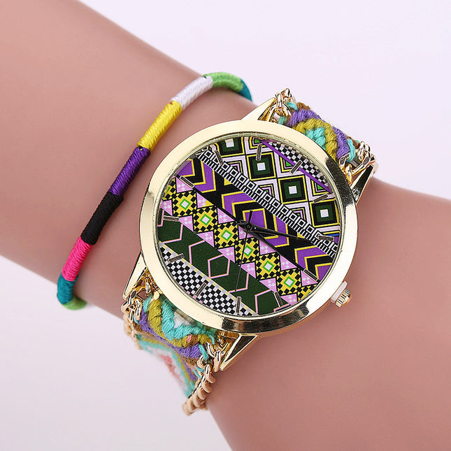 Women's Boho Stripes Woven Bracelet Watches - wnkrs