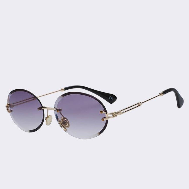 Retro Oval Frameless Sunglasses - wnkrs