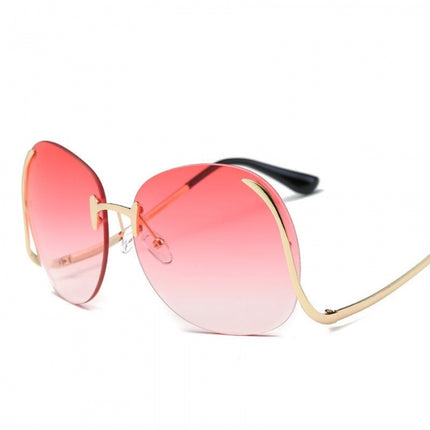 Women's Stylish Rimless Sunglasses with Large Colorful Lenses - wnkrs