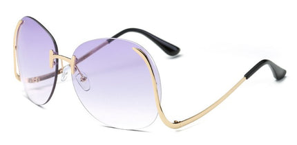 Women's Stylish Rimless Sunglasses with Large Colorful Lenses - wnkrs