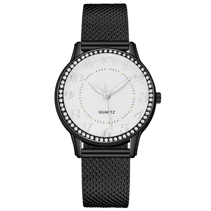 Women's Crystal Patterned Watch with Mesh Band - wnkrs