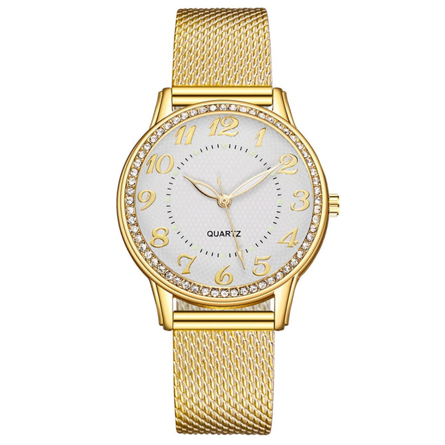 Women's Crystal Patterned Watch with Mesh Band - wnkrs