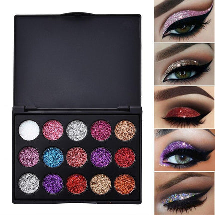 15 Color Studio Shimmer Glitter Eyeshadow Palette - wnkrs