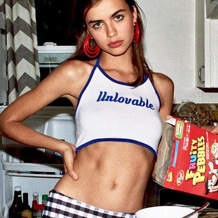 Women's Vintage Crop Top with Letter - Wnkrs