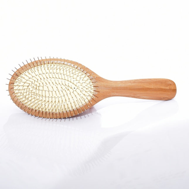 Bamboo Hair Brush with Massage Steel Bristle - wnkrs