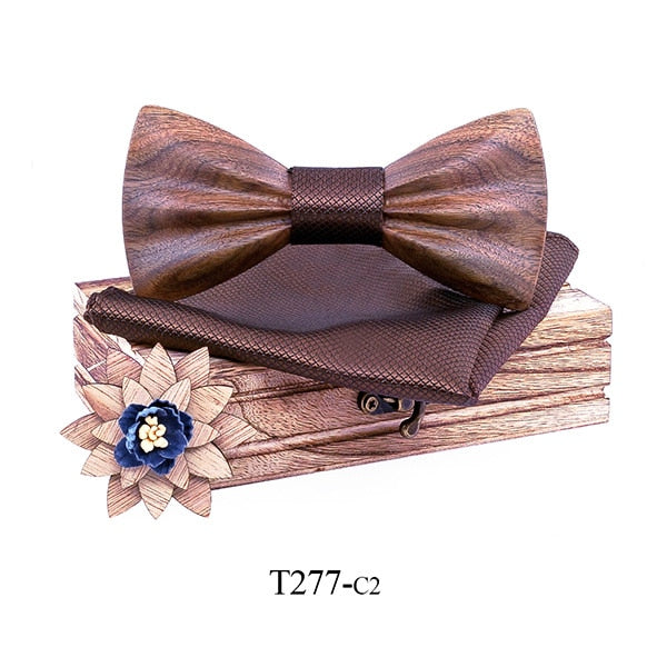 Boy's Fashion Wooden Bow Tie Set