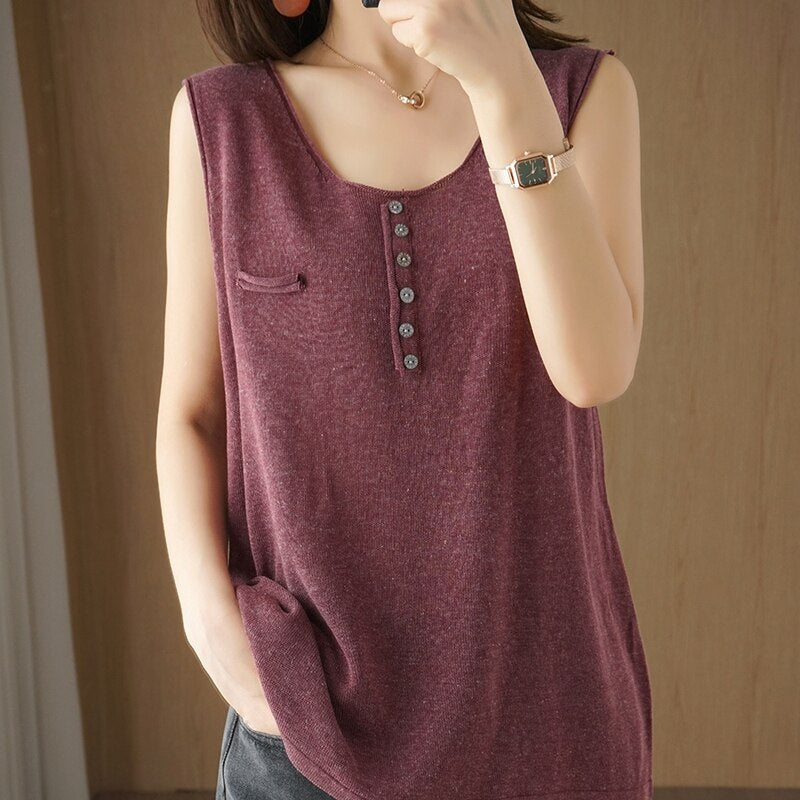Women's Cotton and Linen Tank Top